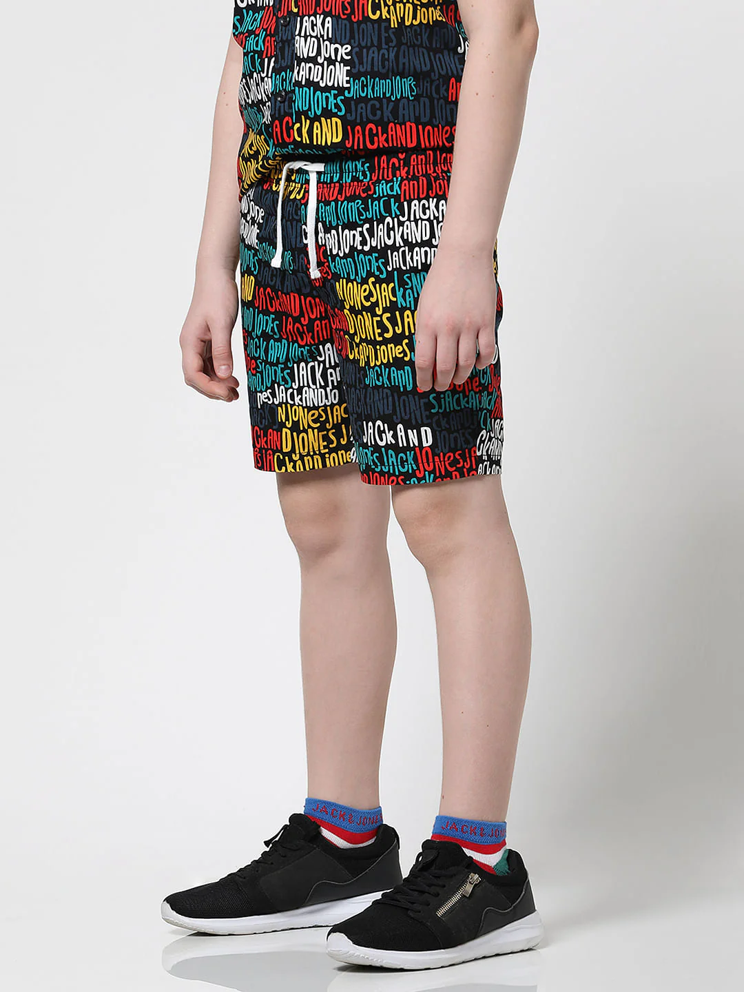Boys Blue Logo Print Co-ord Set Shorts - Image 3