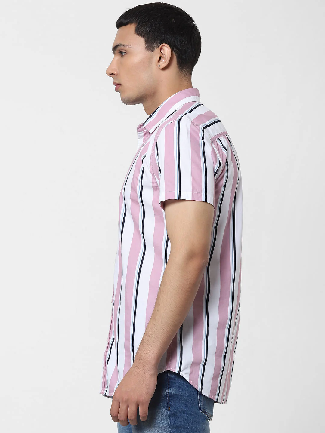 Pink Striped Short Sleeves Shirt - Image 3