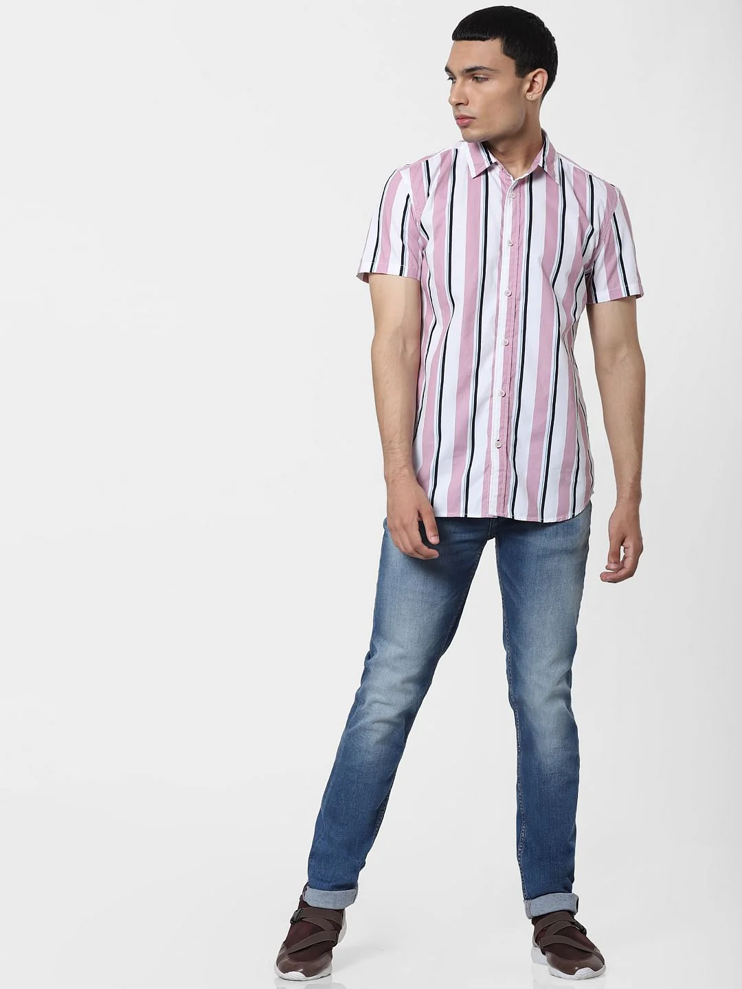 Pink Striped Short Sleeves Shirt - Image 6