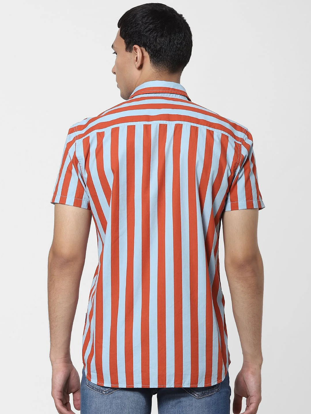 Orange Striped Short Sleeves Shirt - Image 4