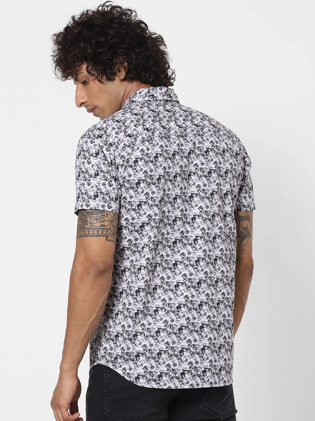 White All Over Print Half Sleeves Shirt - Image 4