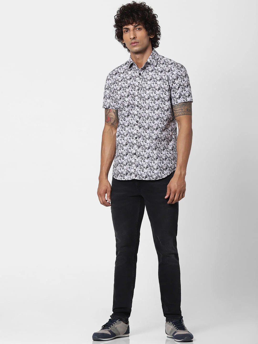 White All Over Print Half Sleeves Shirt - Image 6
