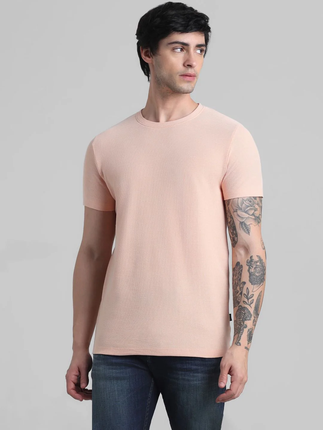 Apricot Jacquard Crew Neck T-shirt - Image 2