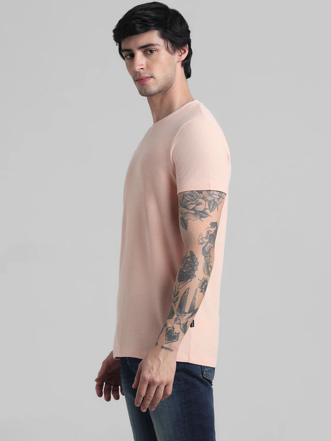 Apricot Jacquard Crew Neck T-shirt - Image 3