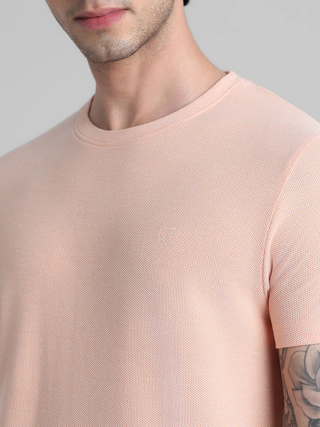 Apricot Jacquard Crew Neck T-shirt - Image 5