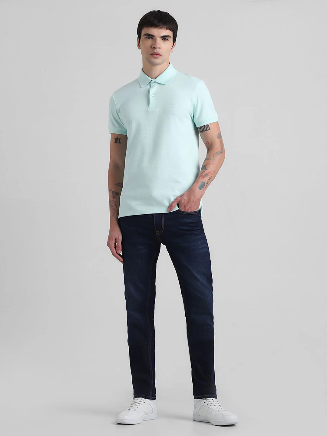 Light Green Textured Polo T-shirt - Image 6