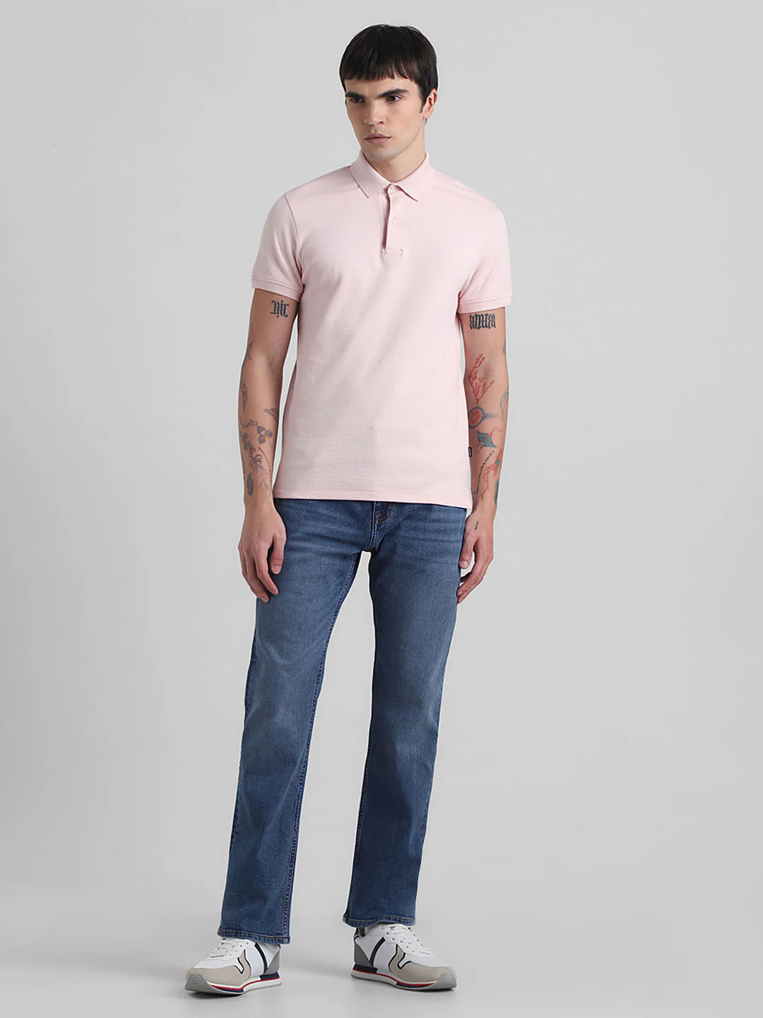 Light Pink Textured Polo T-shirt - Image 6