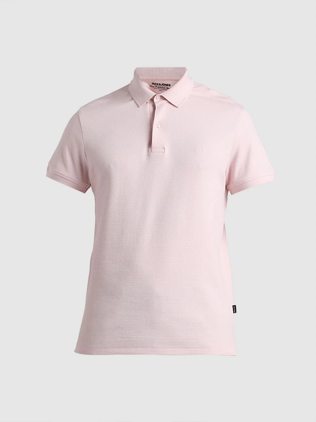 Light Pink Textured Polo T-shirt - Image 7