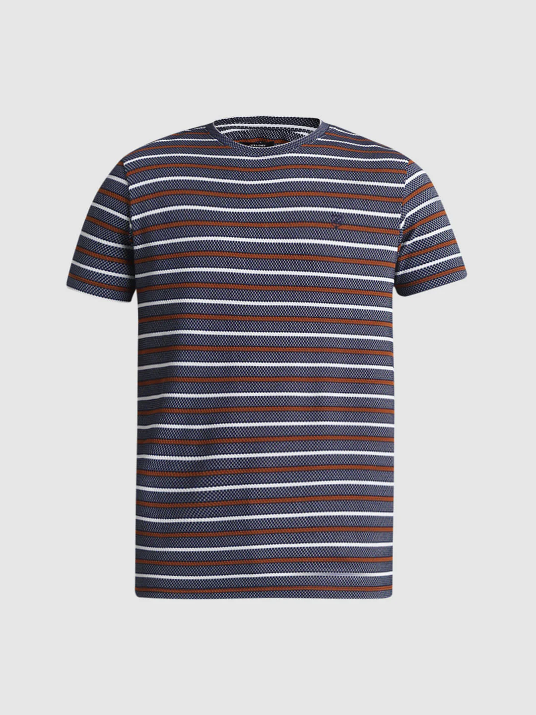 Navy Blue Striped Crew Neck T-shirt - Image 7