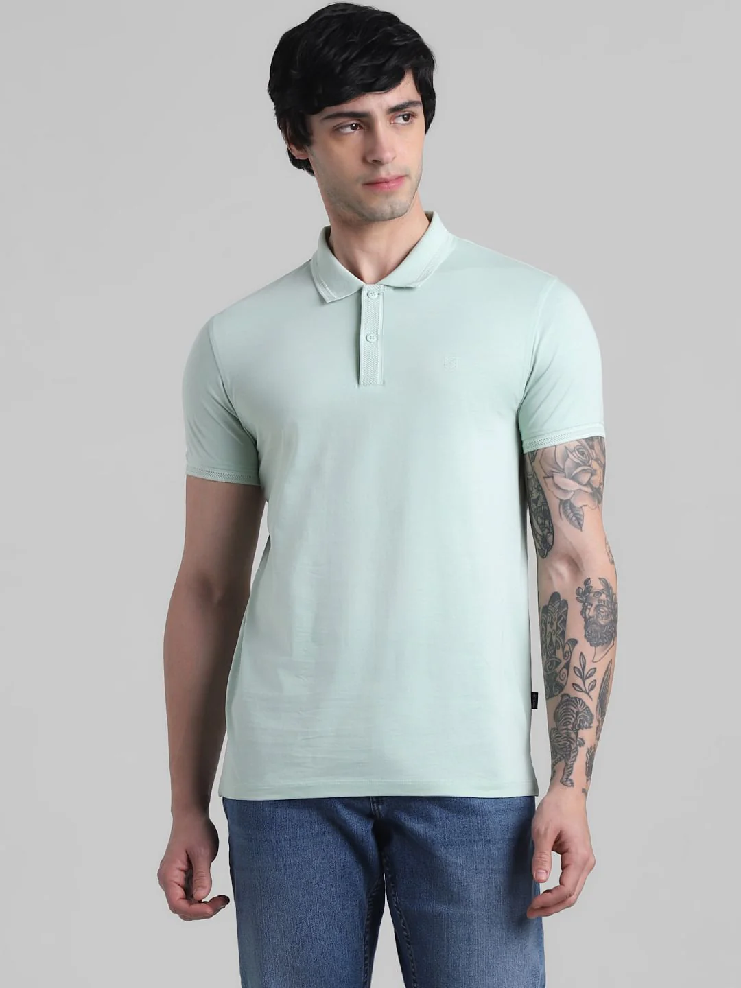 Green Contrast Tipping Polo T-shirt - Image 2