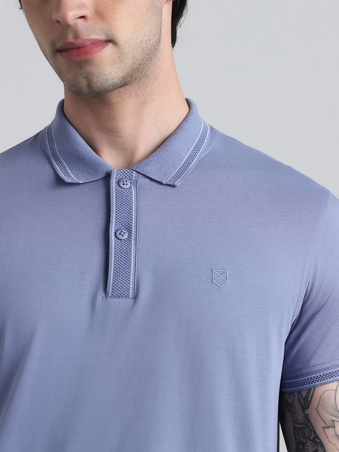 Blue Contrast Tipping Polo T-shirt - Image 5