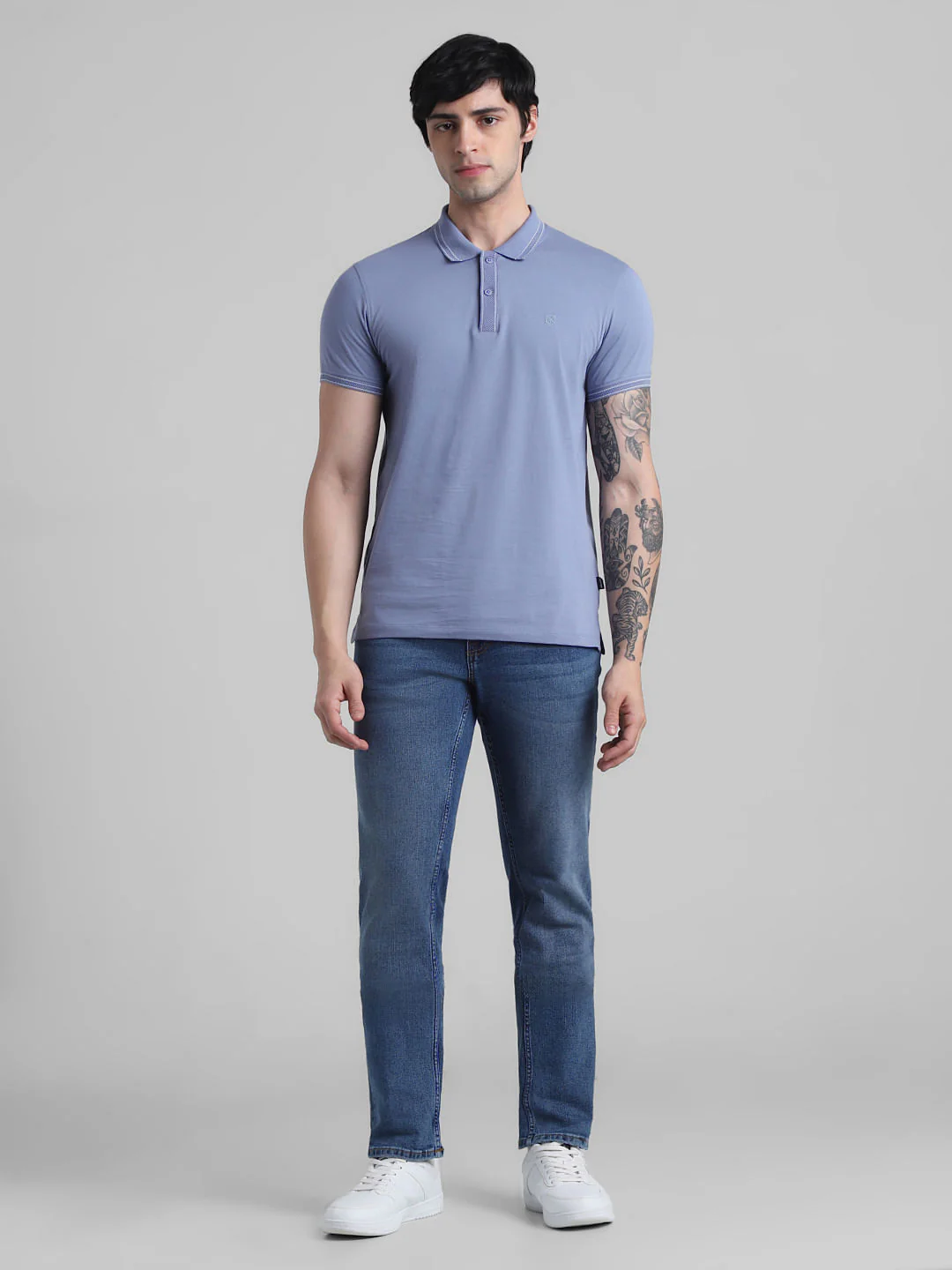 Blue Contrast Tipping Polo T-shirt - Image 6