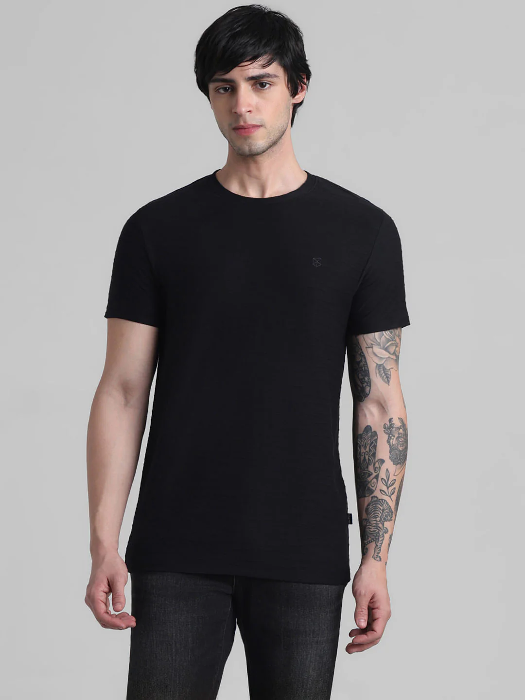 Black Jacquard Cotton T-shirt - Image 2