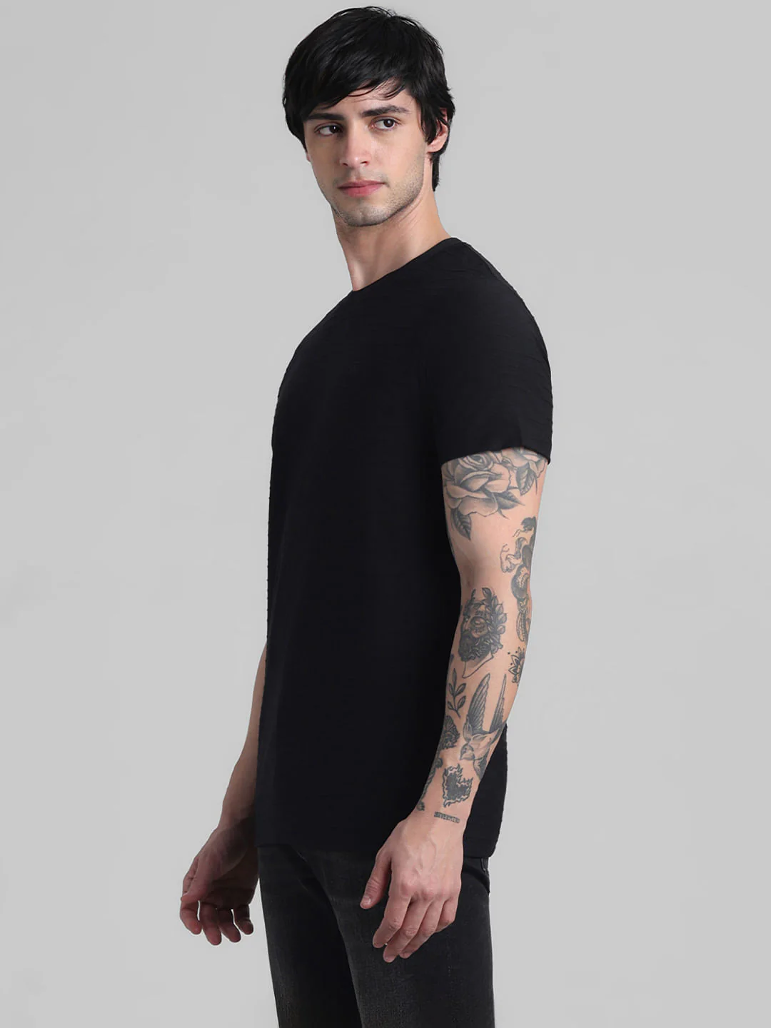 Black Jacquard Cotton T-shirt - Image 3