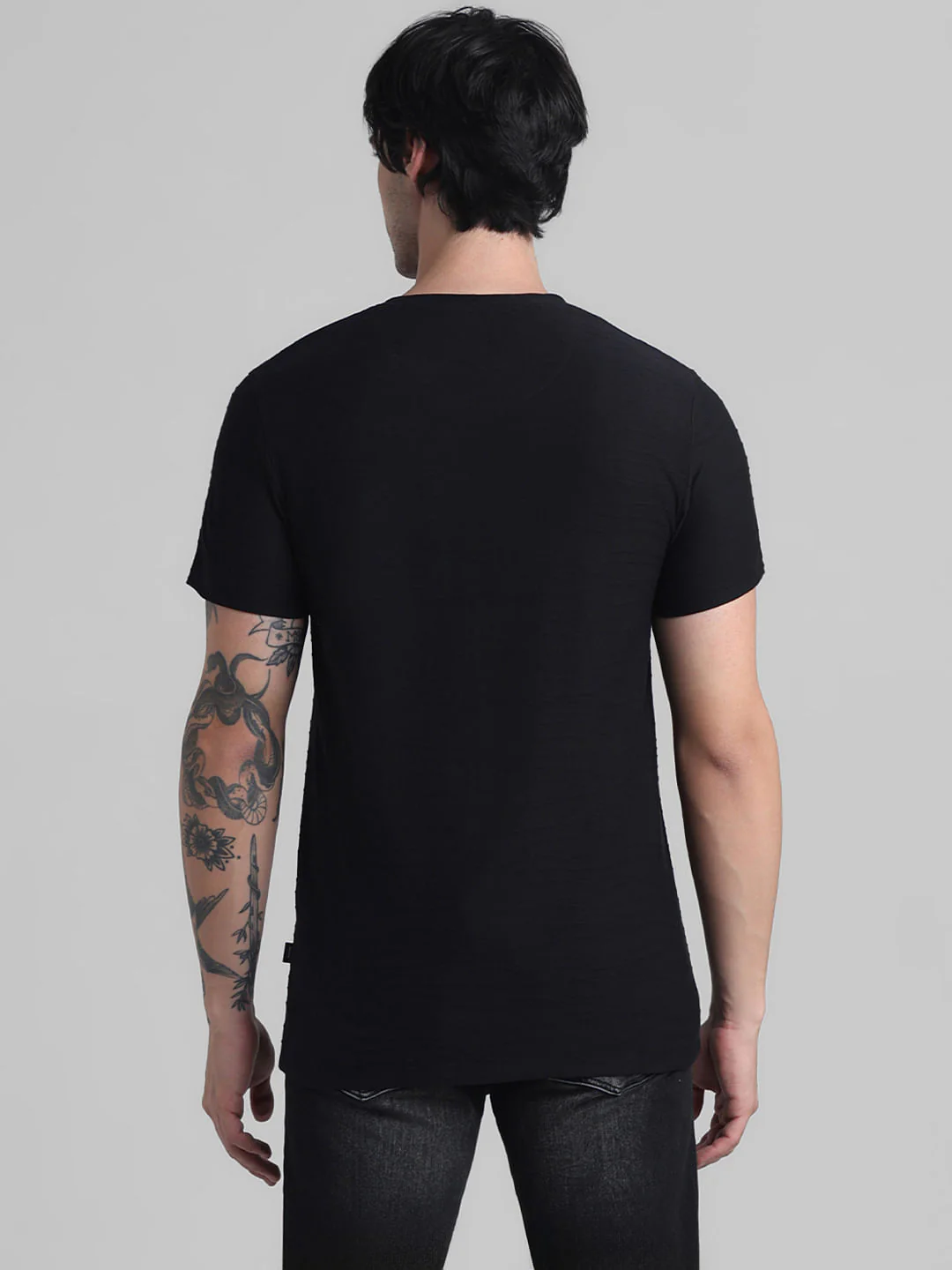 Black Jacquard Cotton T-shirt - Image 4