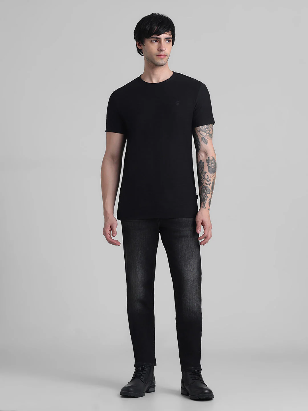 Black Jacquard Cotton T-shirt - Image 6