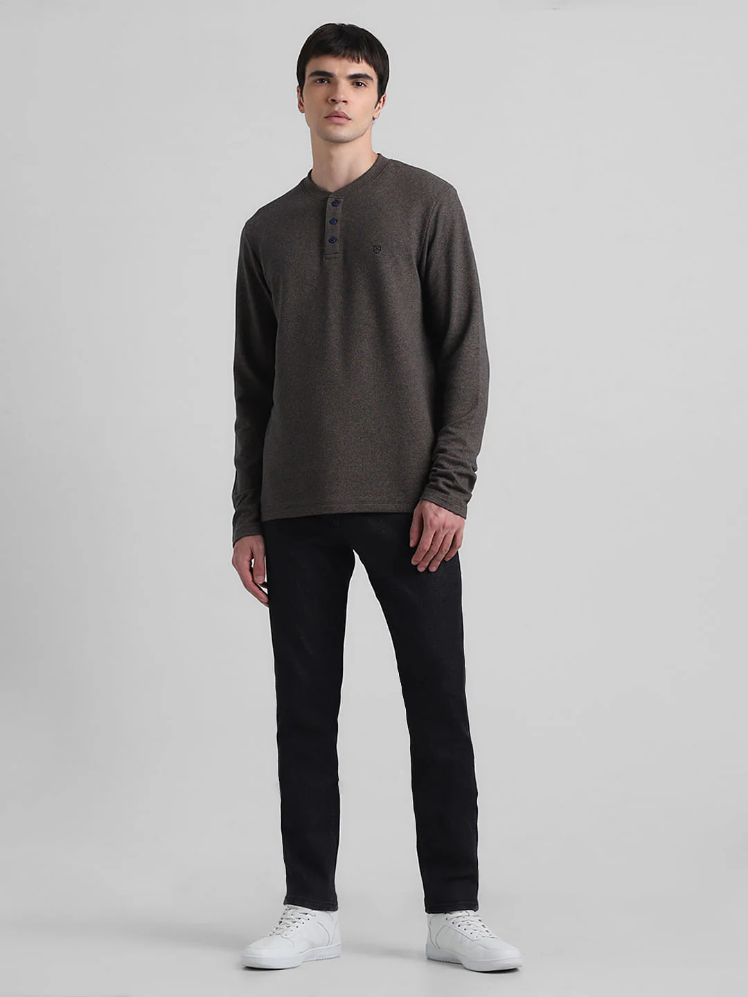 Brown Printed Henley T-shirt - Image 6