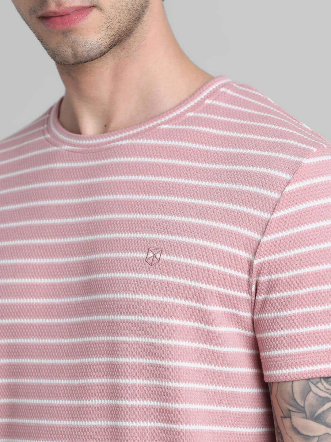 Pink Striped Crew Neck T-shirt - Image 5