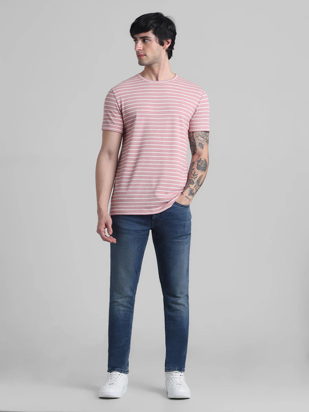 Pink Striped Crew Neck T-shirt - Image 6