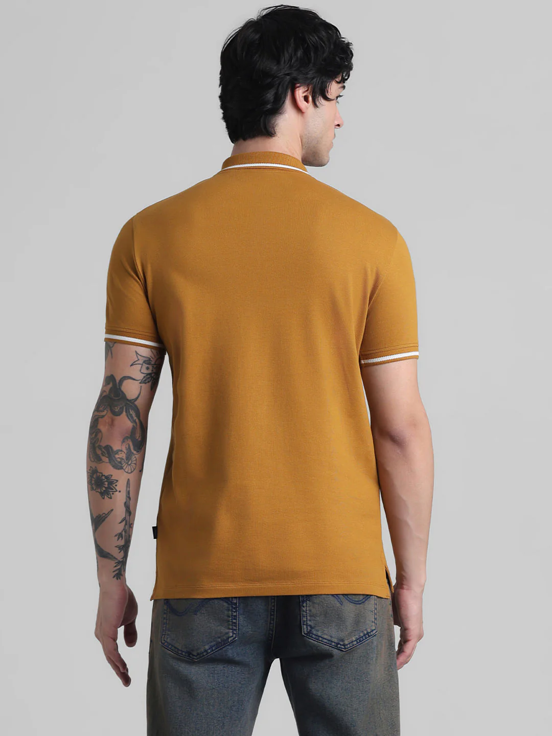 Brown Contrast Tipping Polo - Image 4