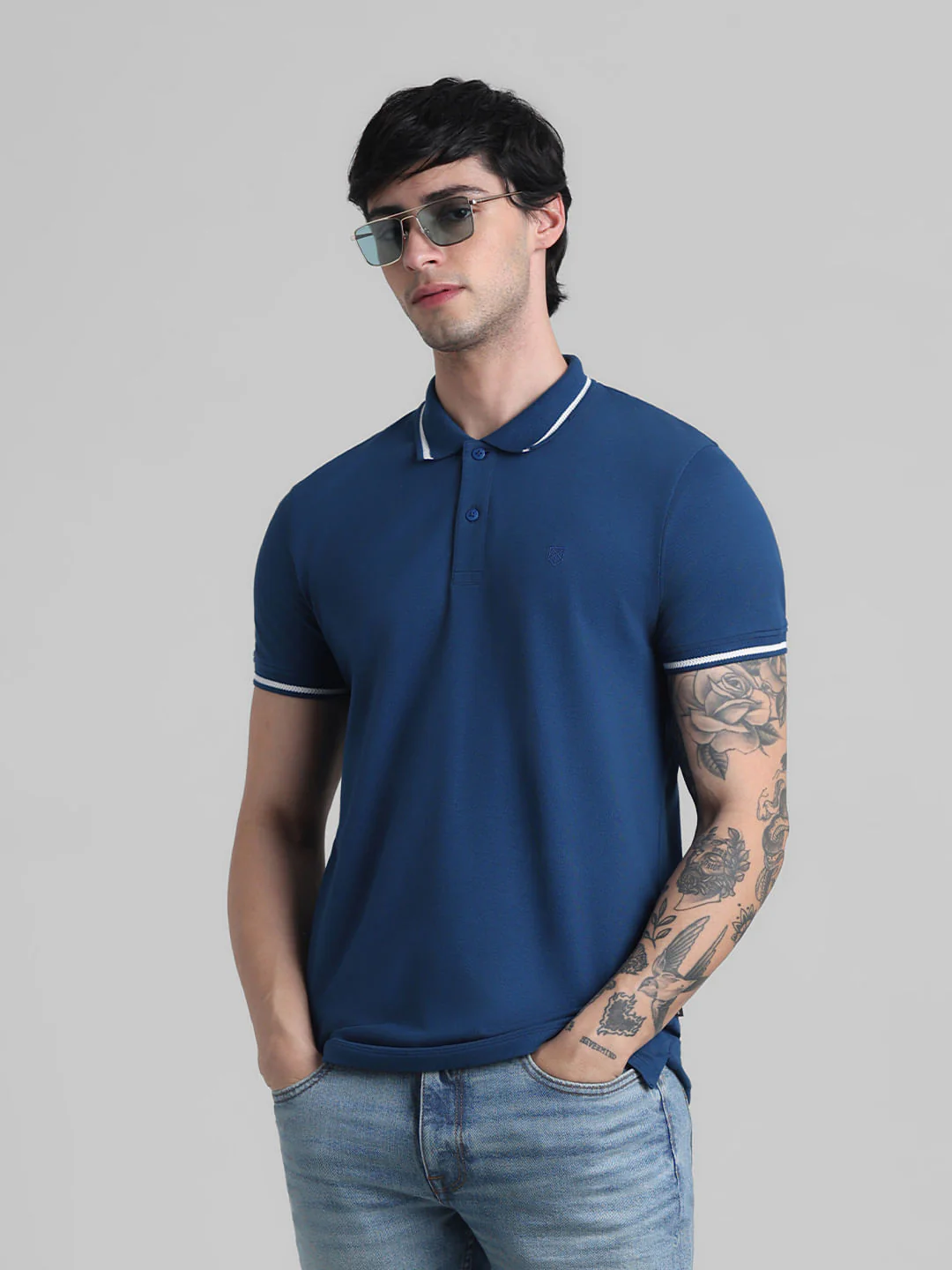 Blue Contrast Tipping Polo