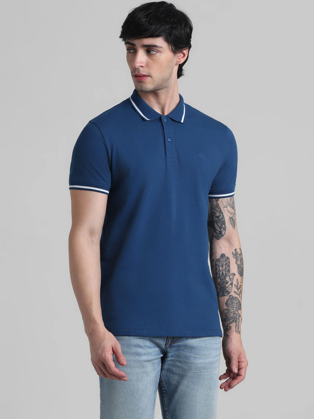 Blue Contrast Tipping Polo - Image 2