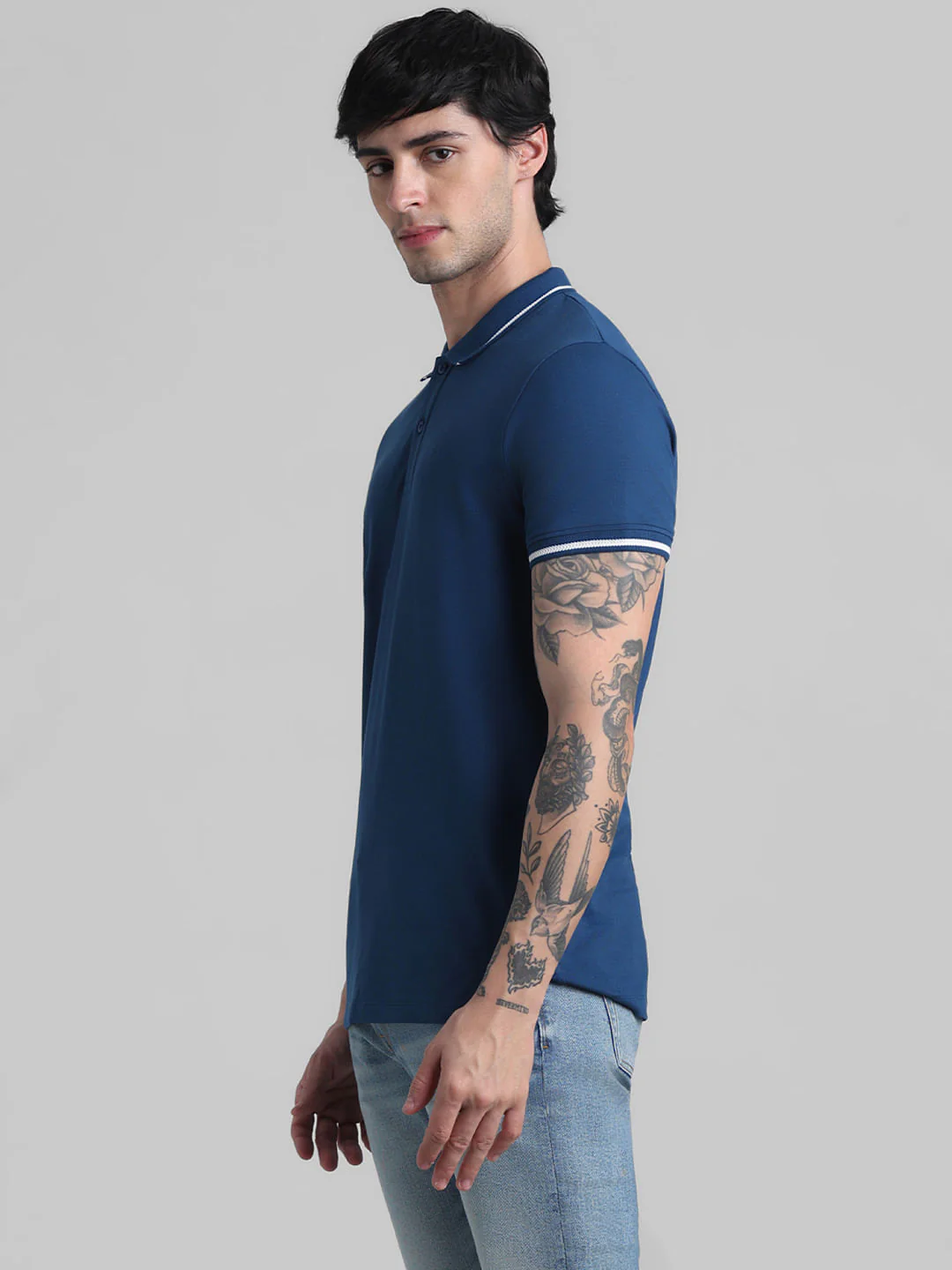 Blue Contrast Tipping Polo - Image 3