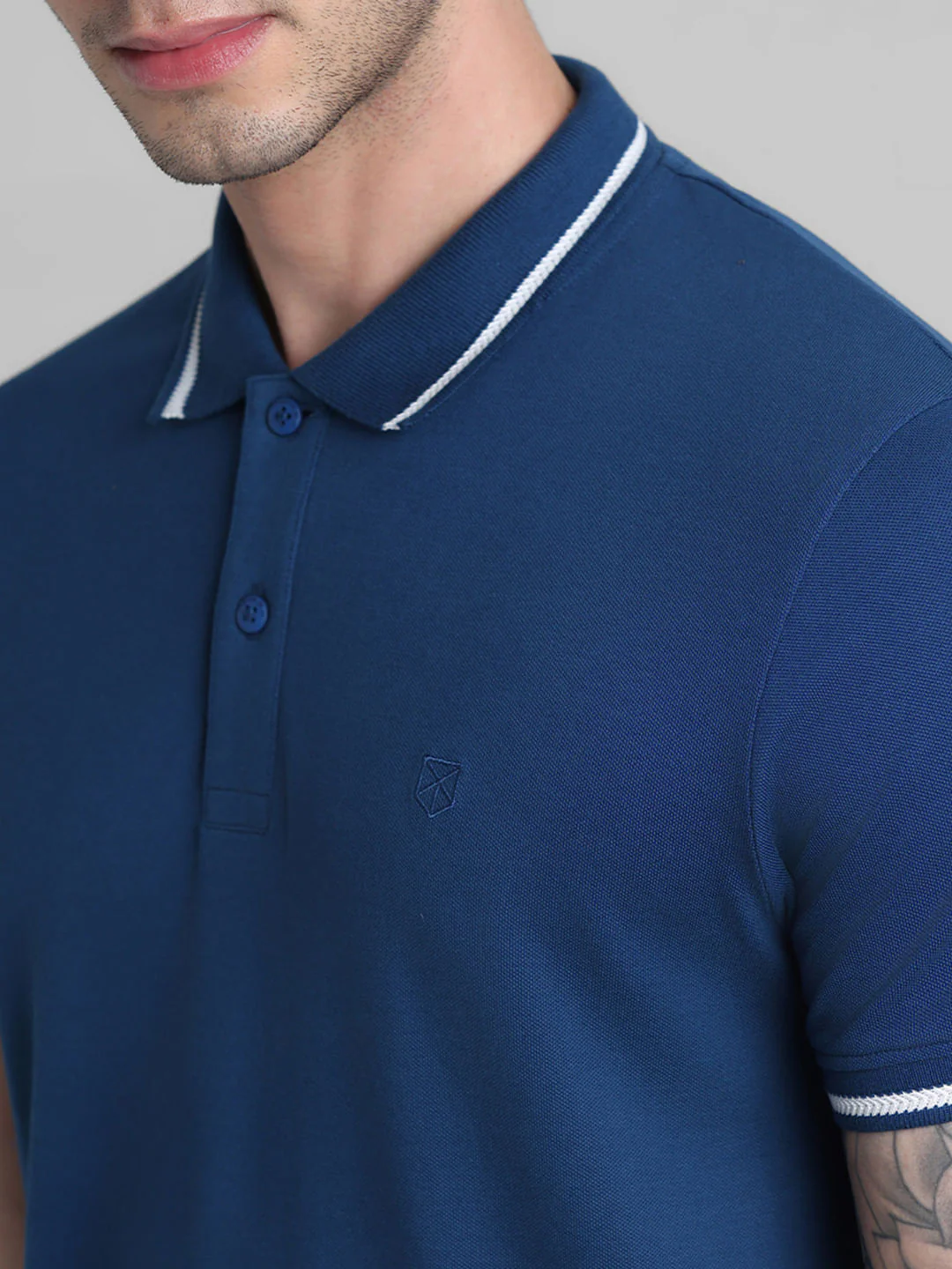 Blue Contrast Tipping Polo - Image 5