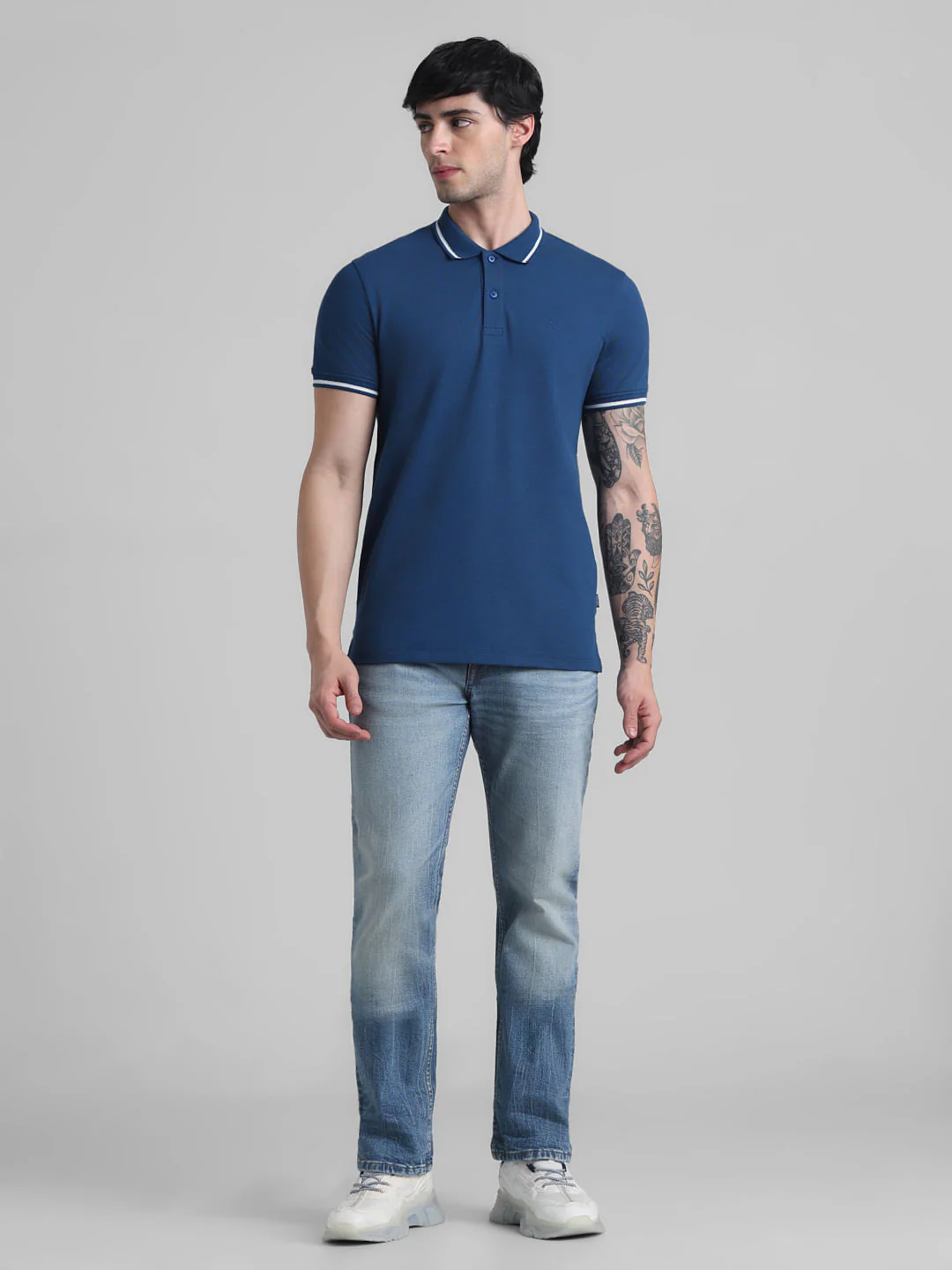 Blue Contrast Tipping Polo - Image 6