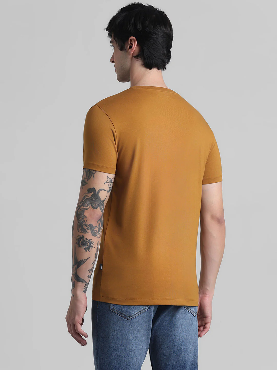 Golden Brown Floral Print T-shirt - Image 4