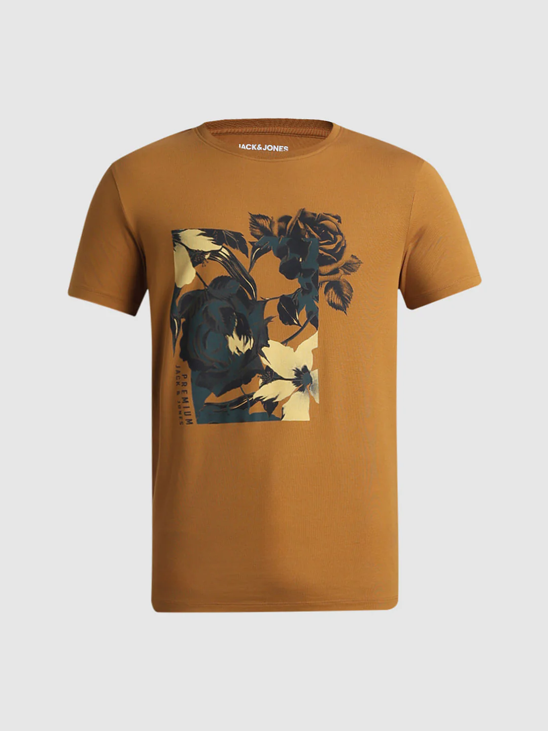 Golden Brown Floral Print T-shirt - Image 7