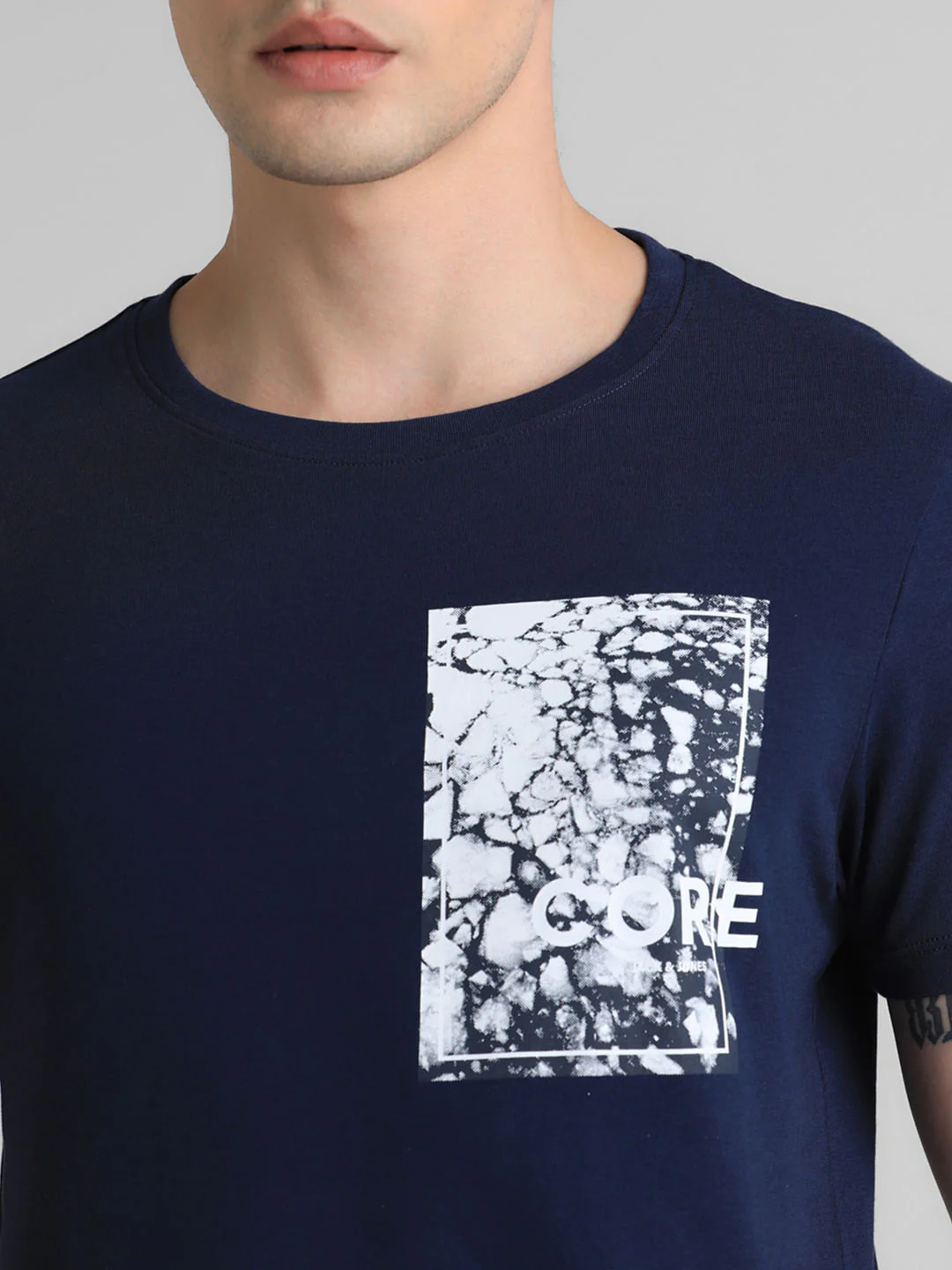 Blue Logo Print Crew Neck T-shirt - Image 5