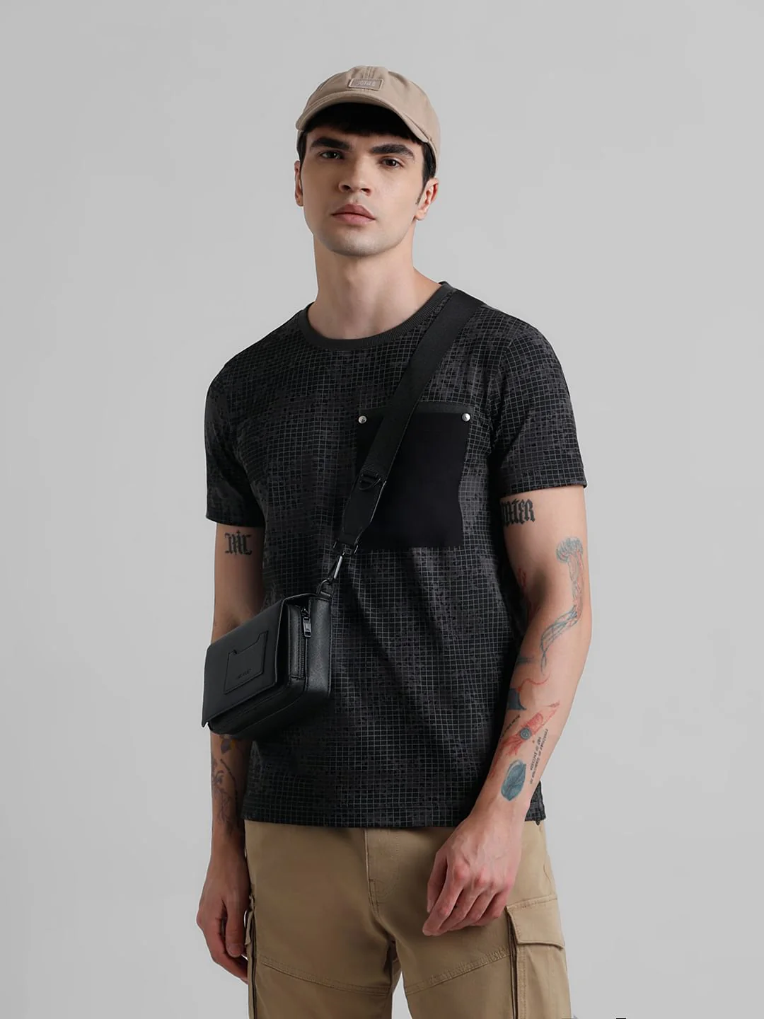Black Printed Patch Pocket T-shirt