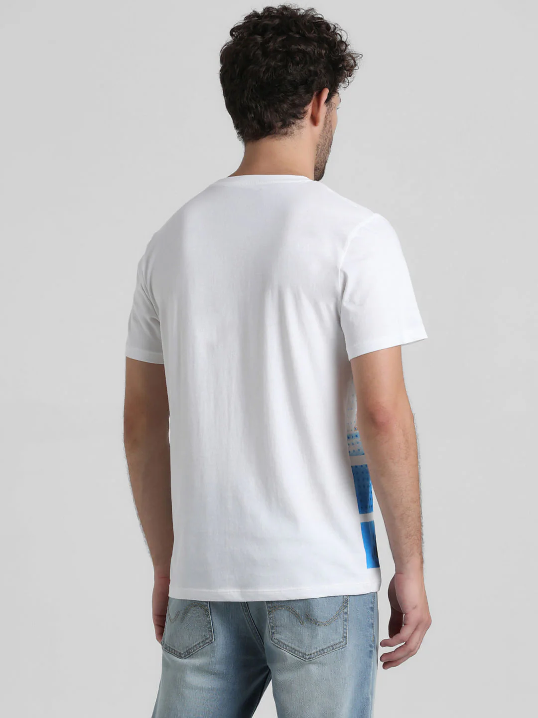 White Placement Print Crew Neck T-shirt - Image 4