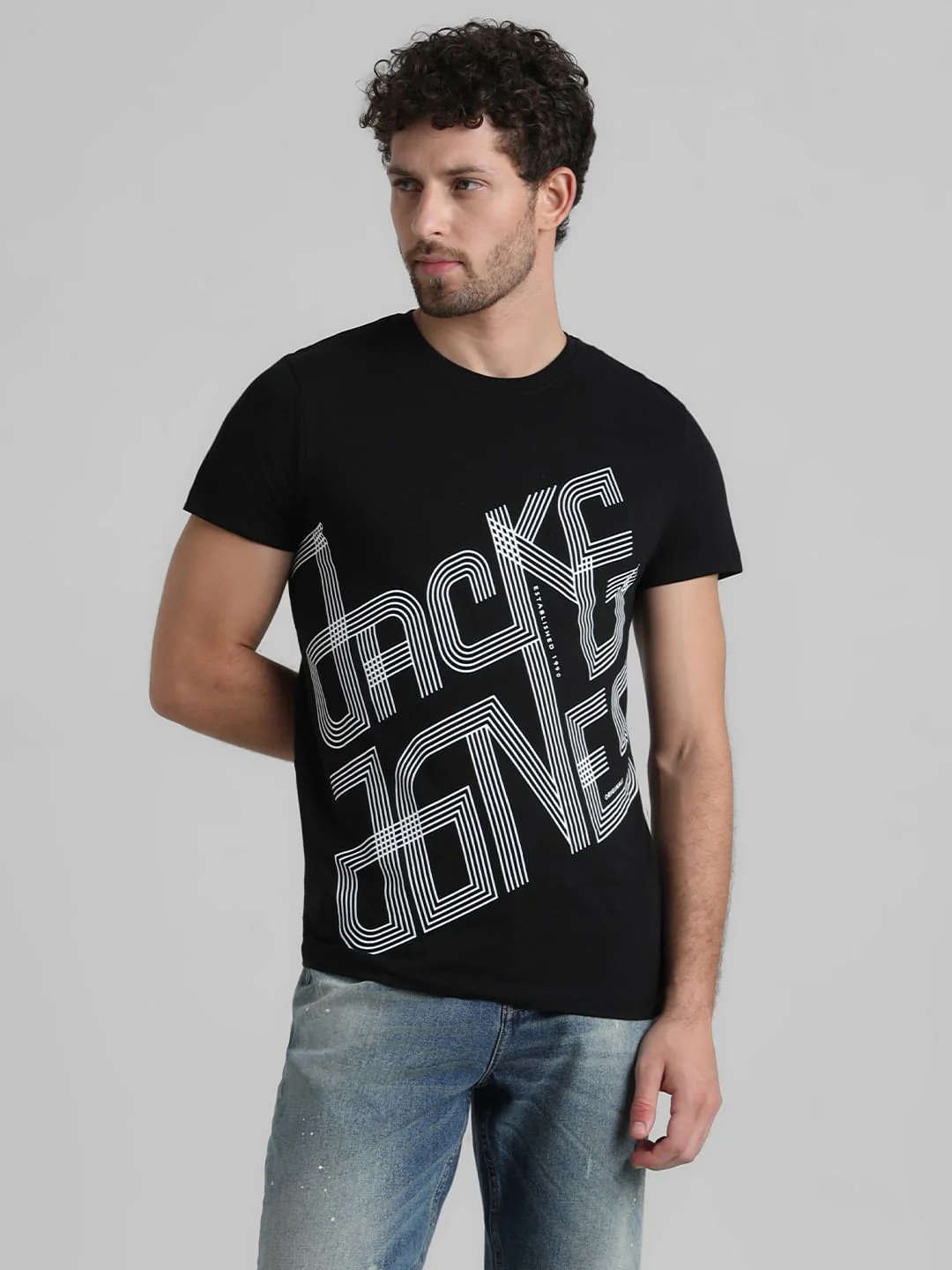 URBAN RACERS by JACK&JONES BLACK LOGO PRINT T-SHIRT - Image 2