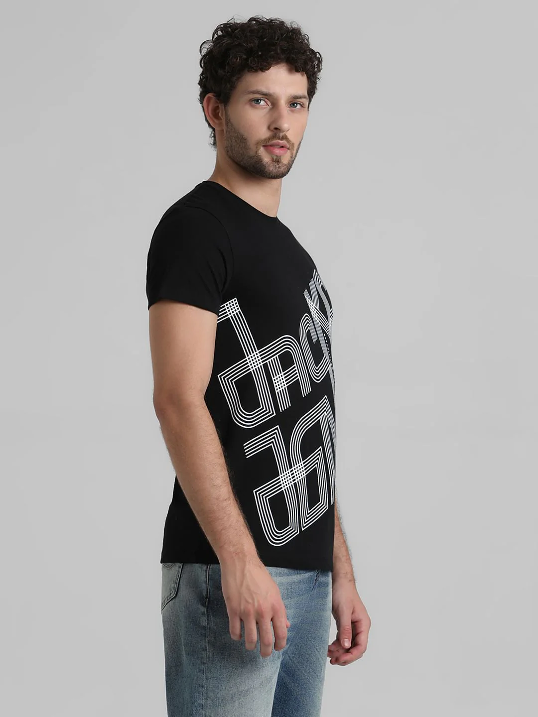 URBAN RACERS by JACK&JONES BLACK LOGO PRINT T-SHIRT - Image 3