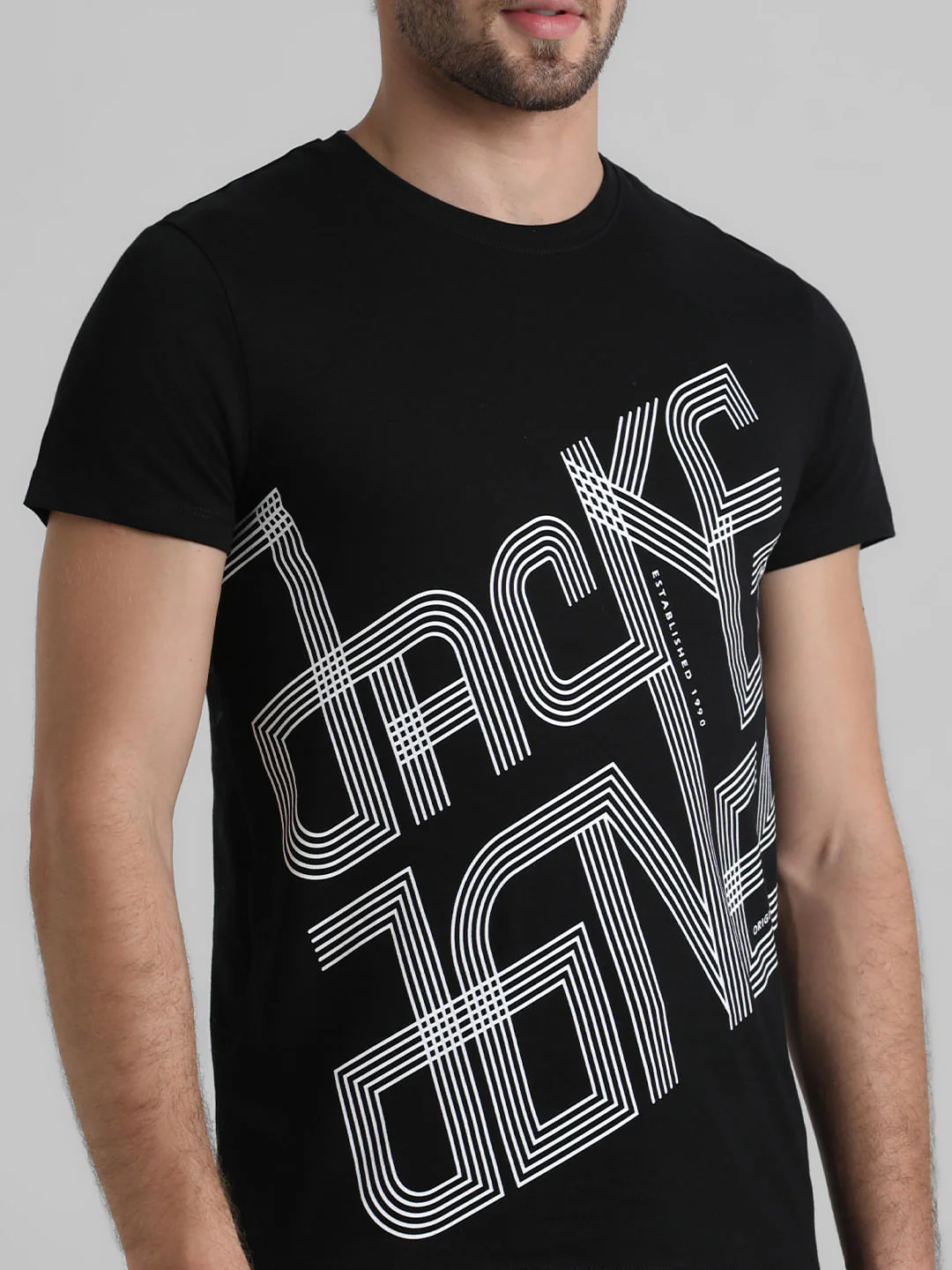 URBAN RACERS by JACK&JONES BLACK LOGO PRINT T-SHIRT - Image 5