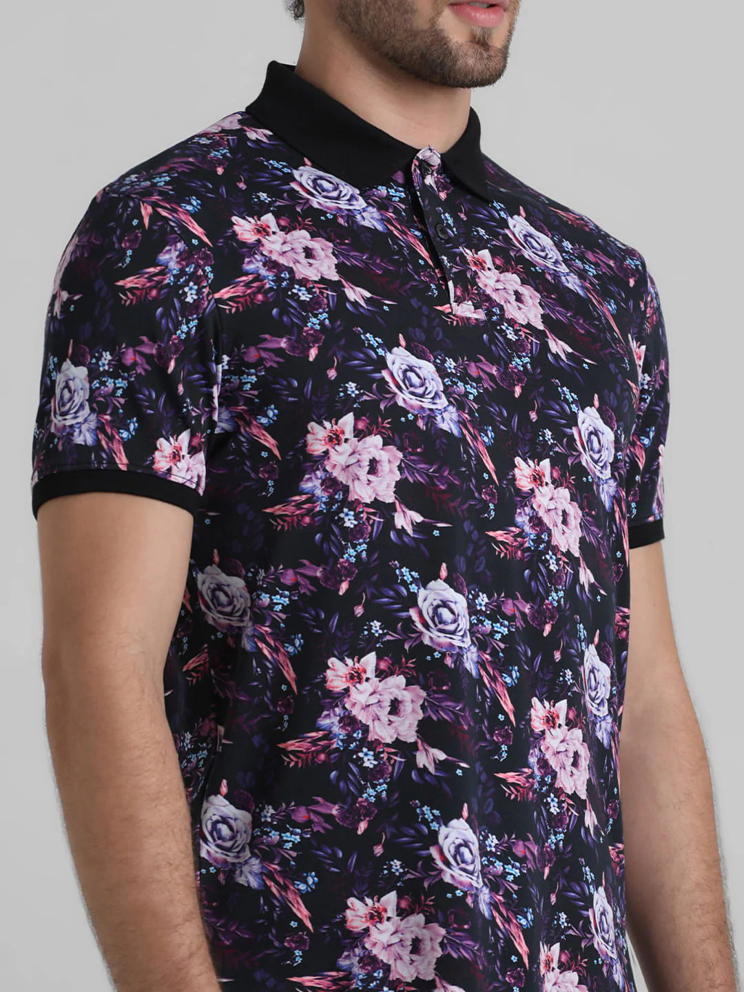 Purple Floral Polo T-shirt - Image 5