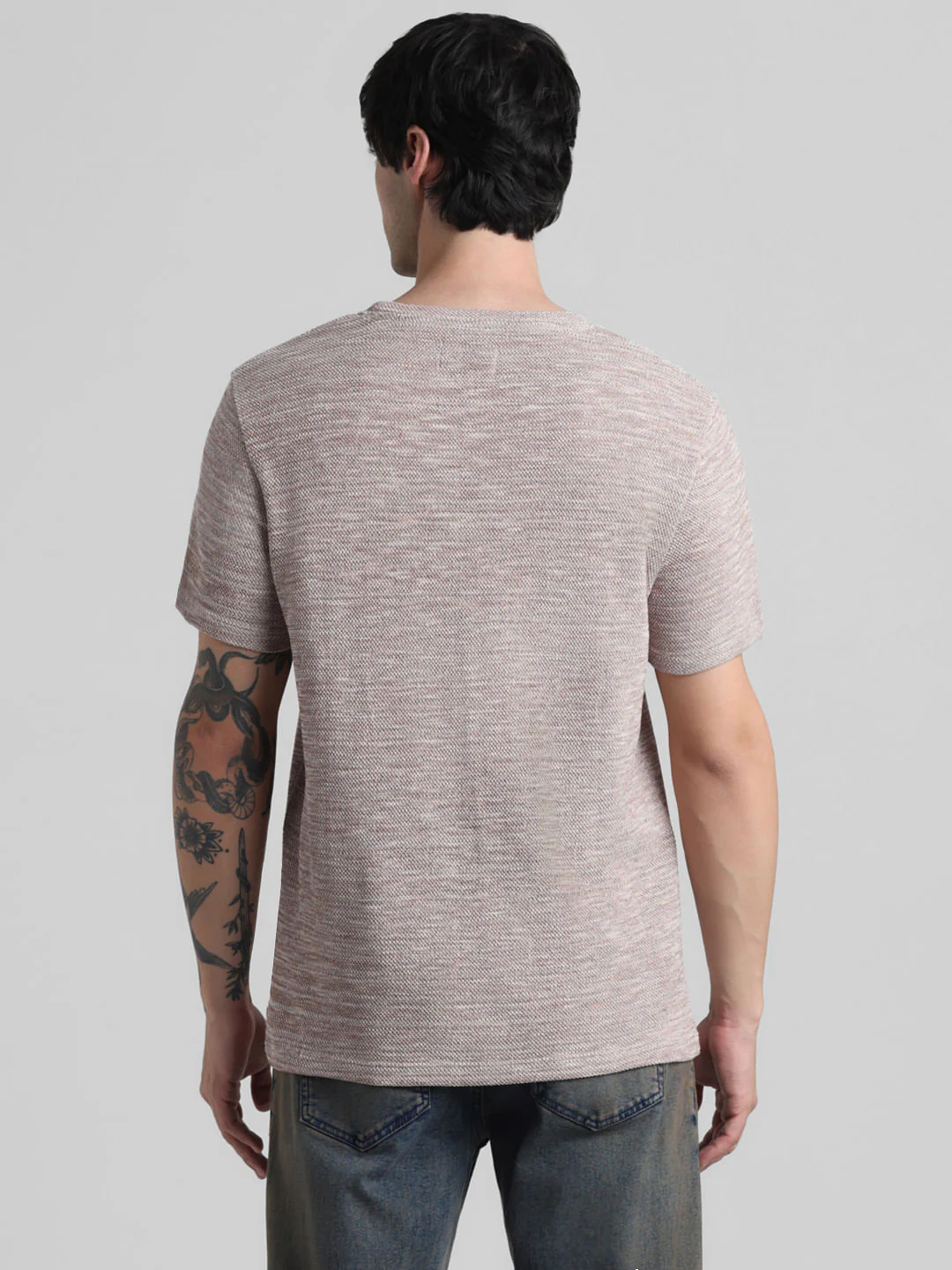 Beige Knitted Crew Neck T-shirt - Image 4