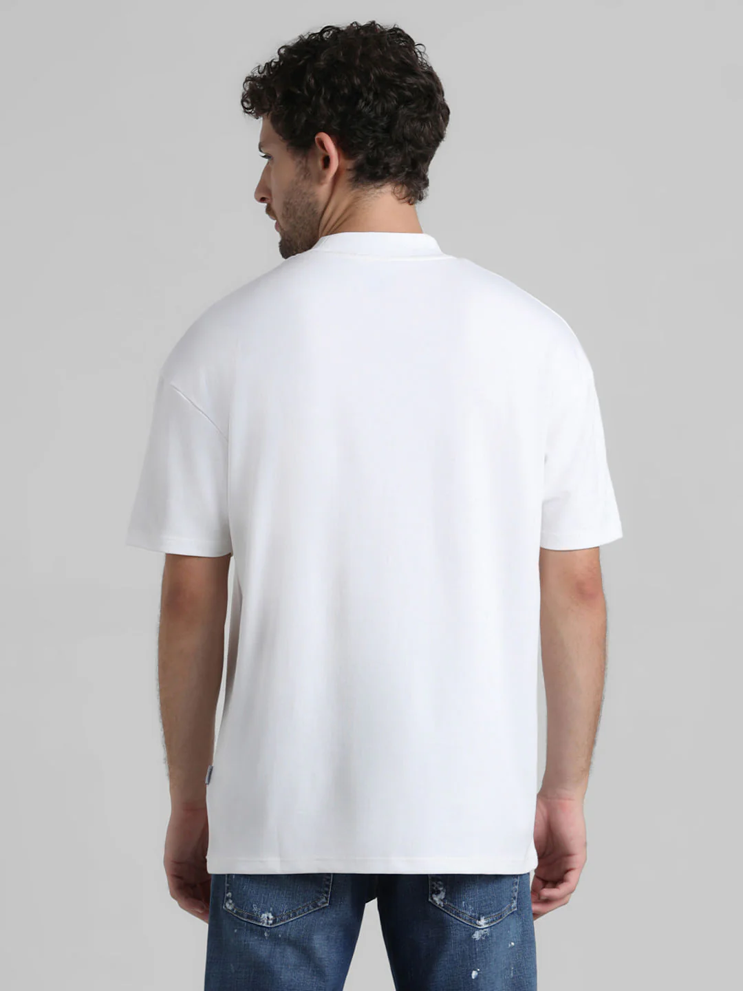 URBAN RACERS by JACK&JONES WHITE HIGH NECK CREW NECK T-SHIRT - Image 4