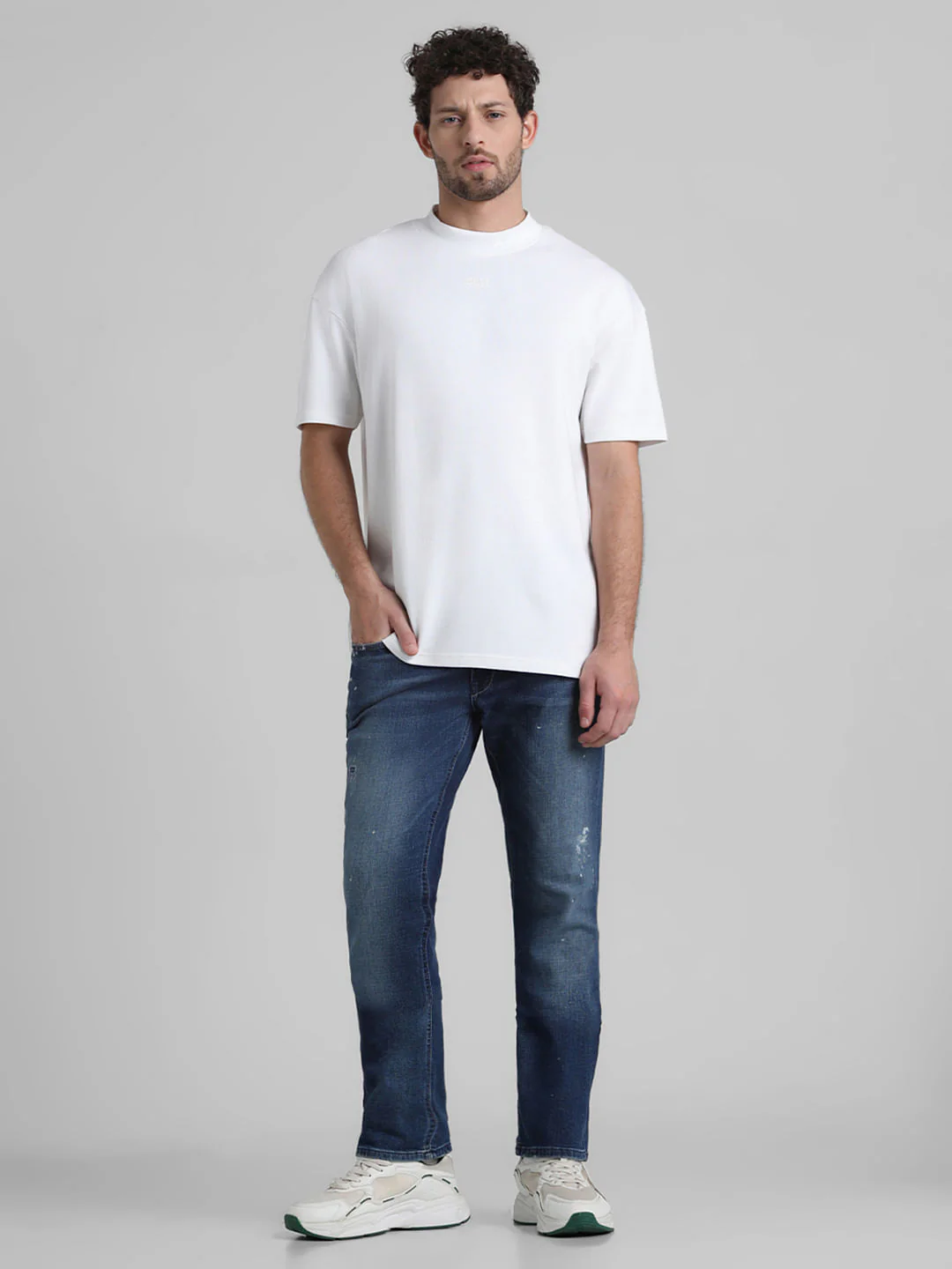 URBAN RACERS by JACK&JONES WHITE HIGH NECK CREW NECK T-SHIRT - Image 6