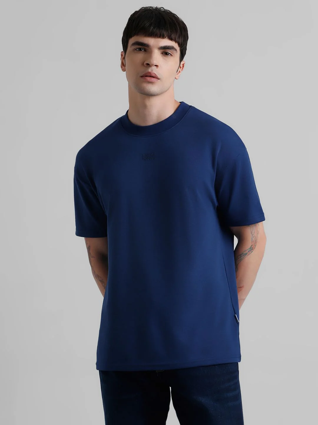URBAN RACERS by JACK&JONES Blue Logo Print Crew Neck T-shirt - Image 2