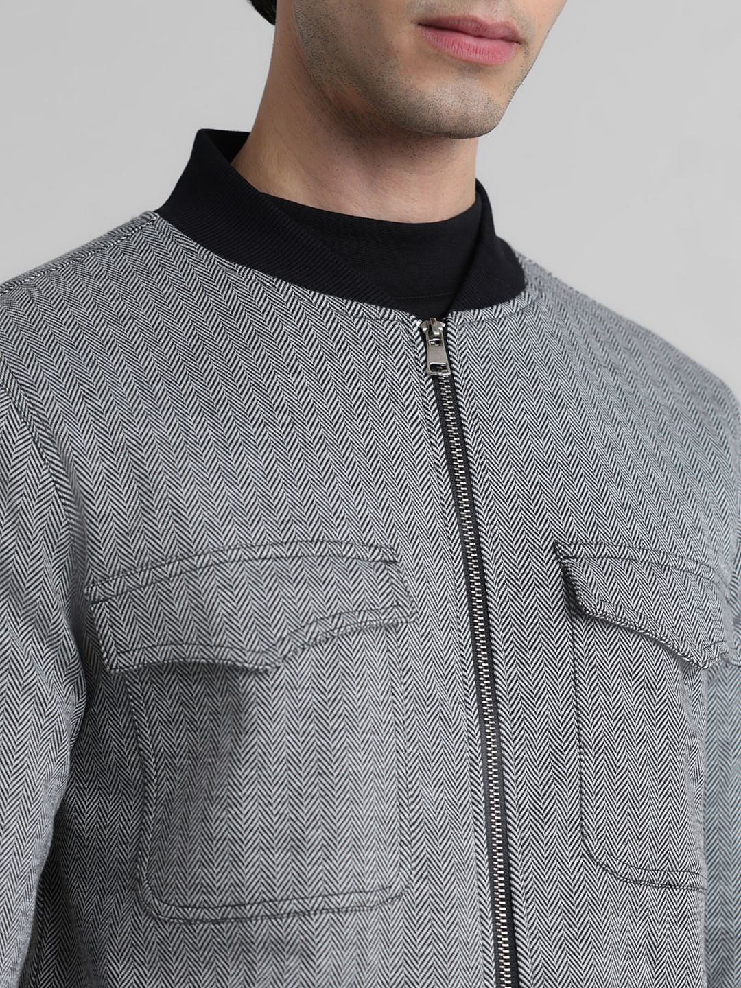 Grey Printed Knit Co-ord Set Jacket - Image 5