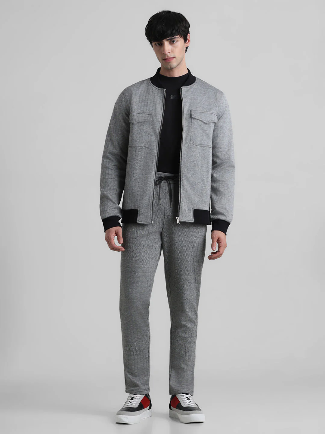 Grey Printed Knit Co-ord Set Jacket - Image 6