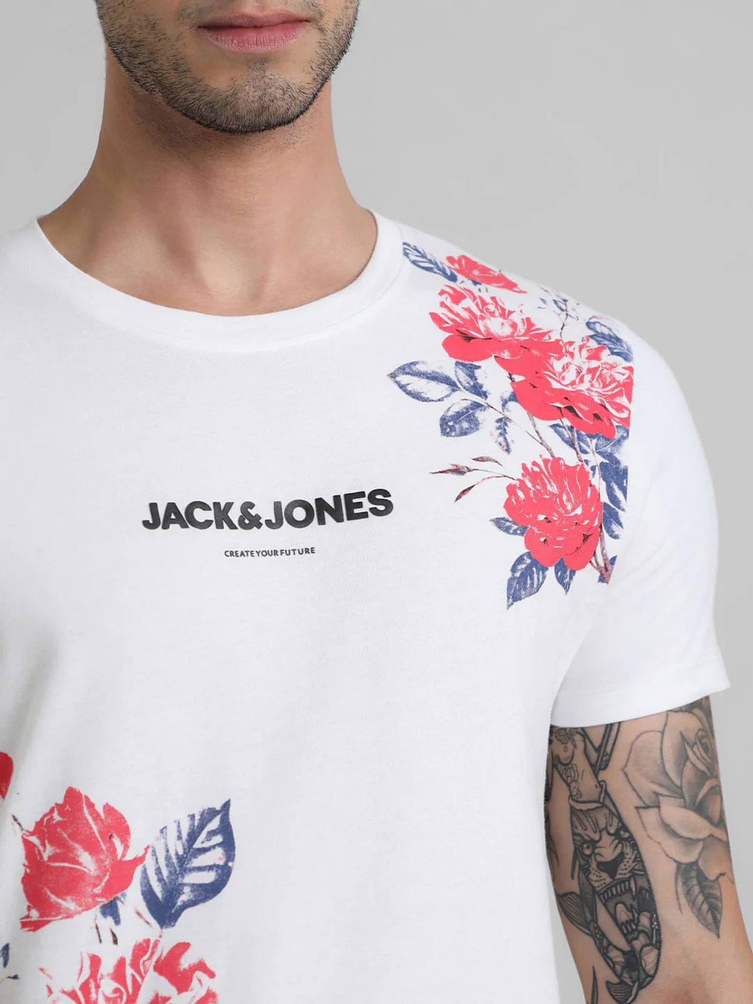White Logo Print Floral T-shirt - Image 5