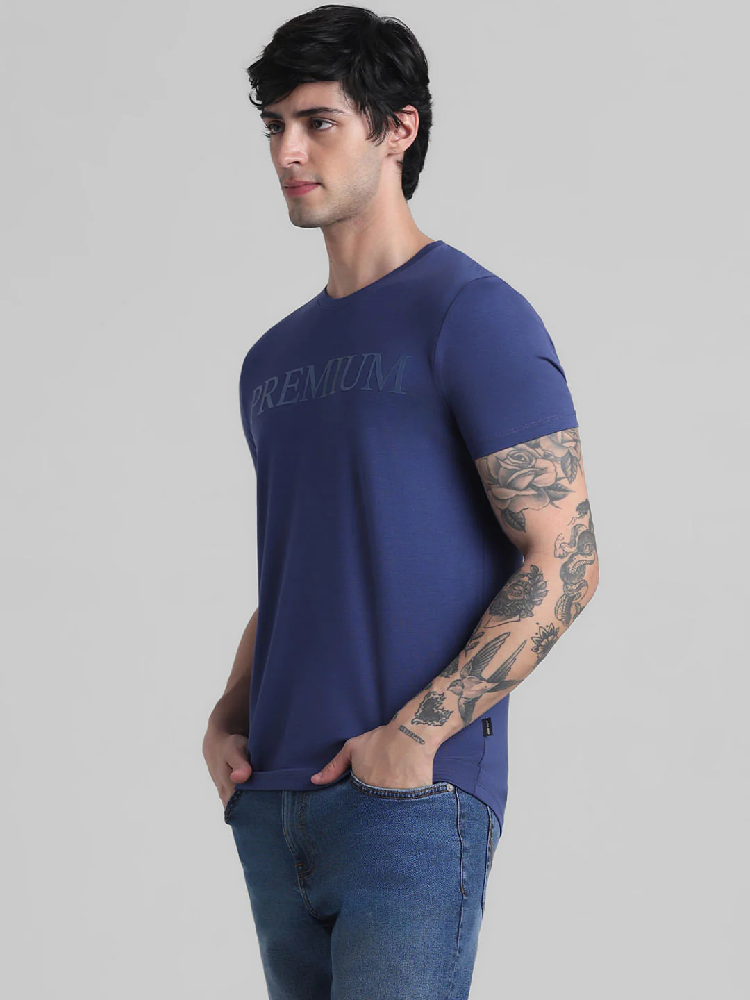 Navy Cotton Oversized T-shirt - Image 3