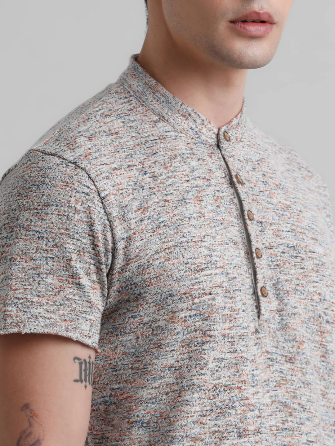 Beige Printed Crew Neck T-shirt - Image 5