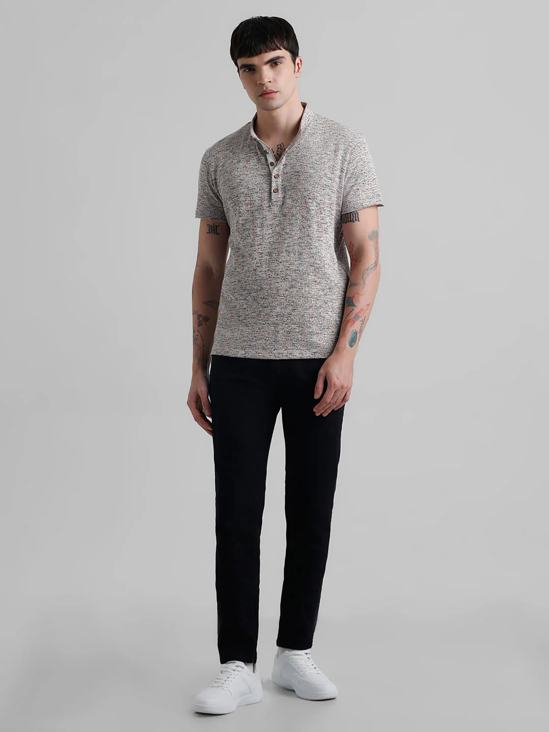 Beige Printed Crew Neck T-shirt - Image 6