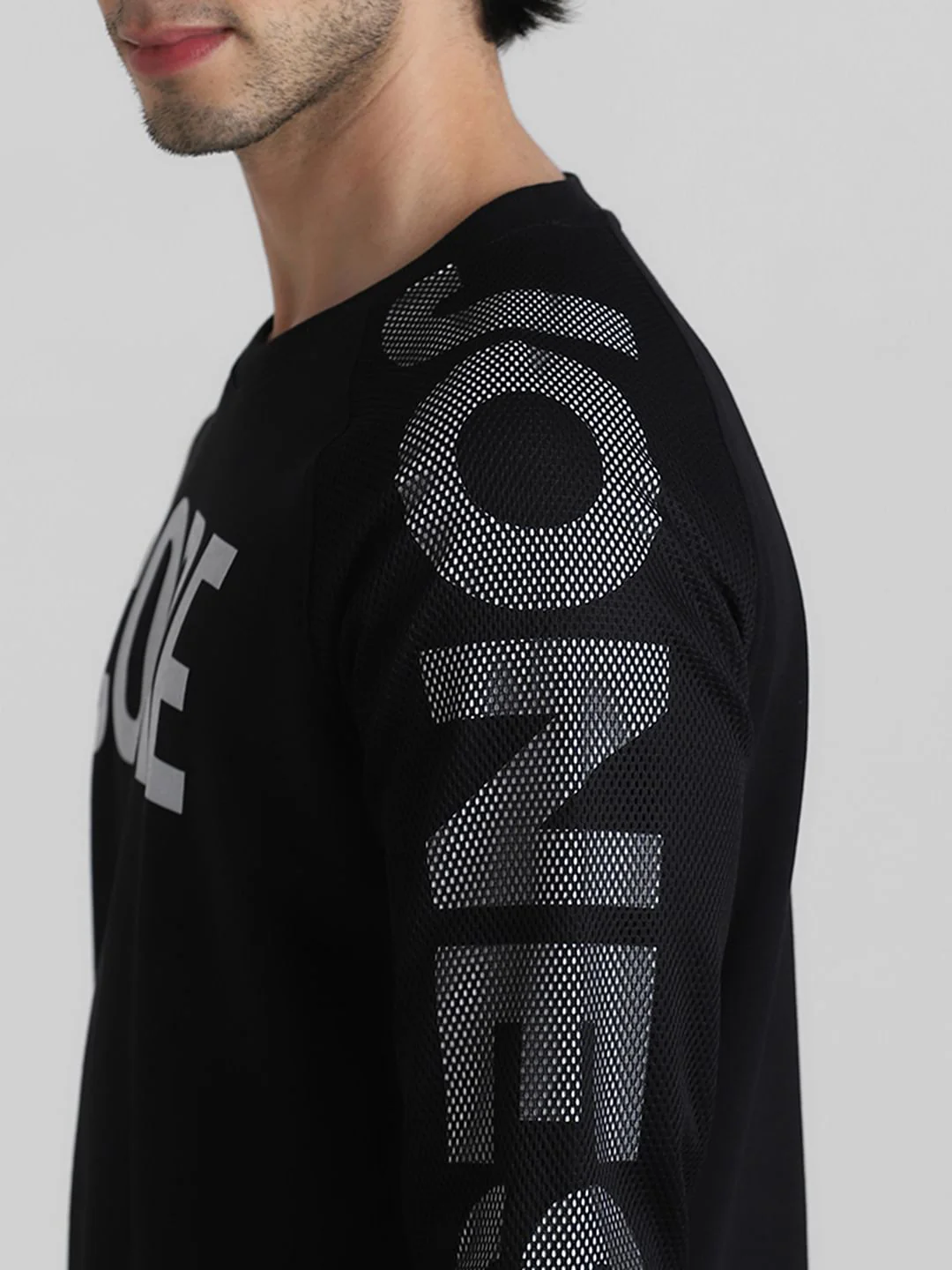 Black Logo Print Mesh Sweatshirt - Image 5