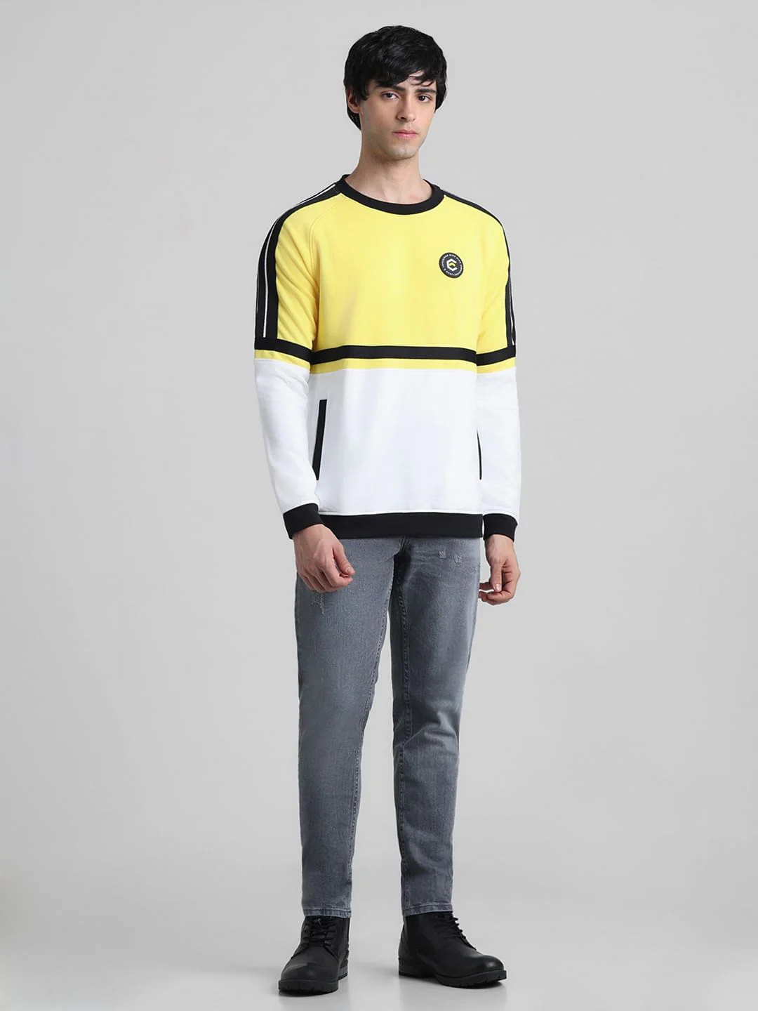 Yellow Colourblocked Sweatshirt - Image 7